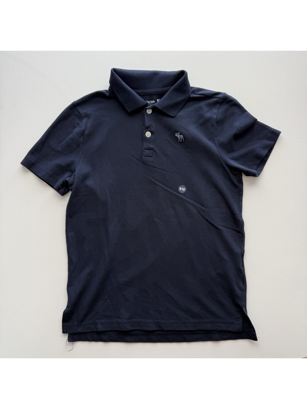 Abercrombie Kids Boys Polo Shirt Navy Blue Moose Logo Size 9/10 Short Sleeve